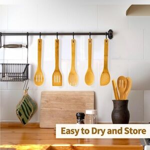 Bamboo Kitchen Utensil Set - Natural Wood